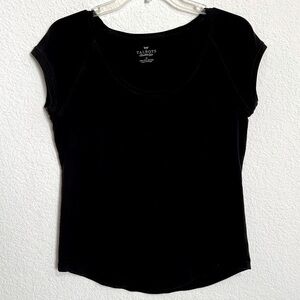 Talbots Black Pima Cotton Scoop Neck Short Sleeve T-Shirt Top Medium
